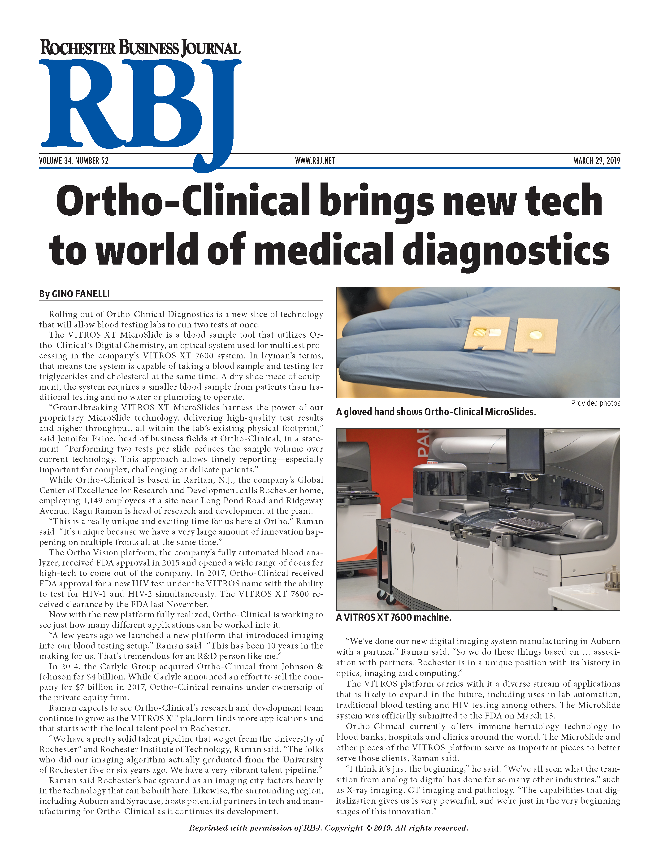 Ortho 'Brings New Tech to World of Medical Diagnostics'